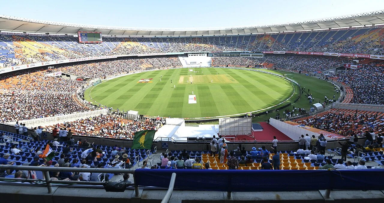 Cricket match at Narendra Modi Stadium in Ahmedabad, India
