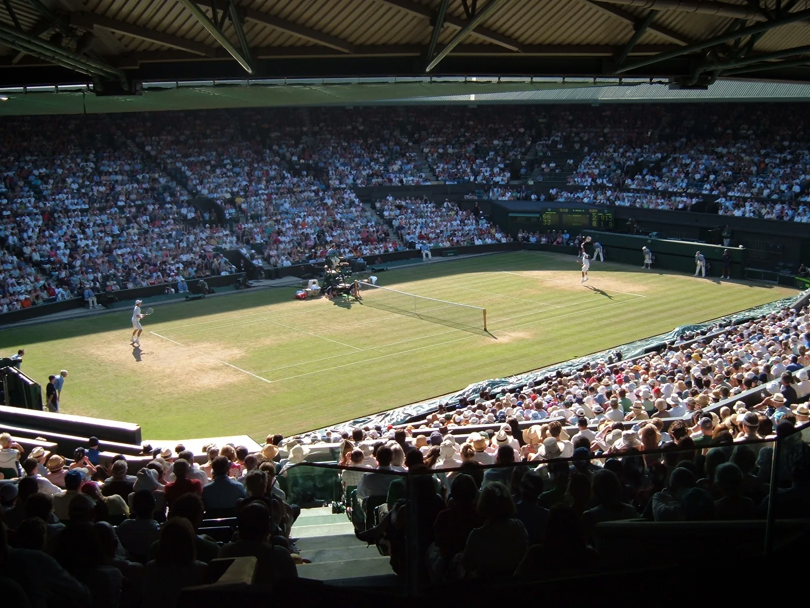 Tennis match on Centre Court at Wimbledon